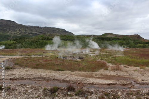 Sulphureus vapors of a geyser, Strokkur, Geysir, Iceland