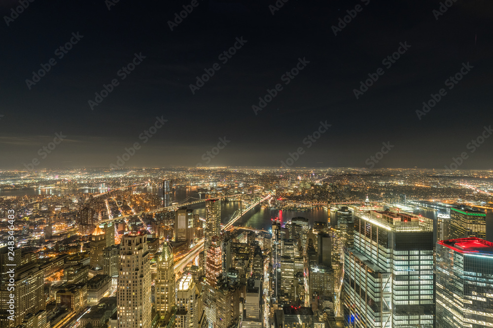 Night Photo of New York City, Brooklyn, Dumbo, Taken from World Trade Center