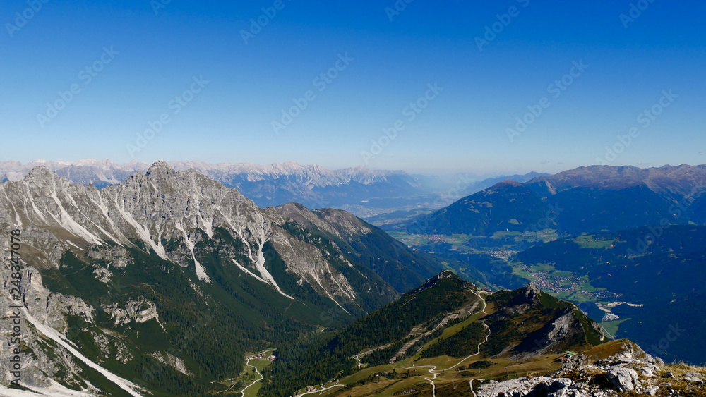 Schlick 2000, AUSTRIA - September, 2018: view from the top of the mountain, the city of Innsbruck in background.