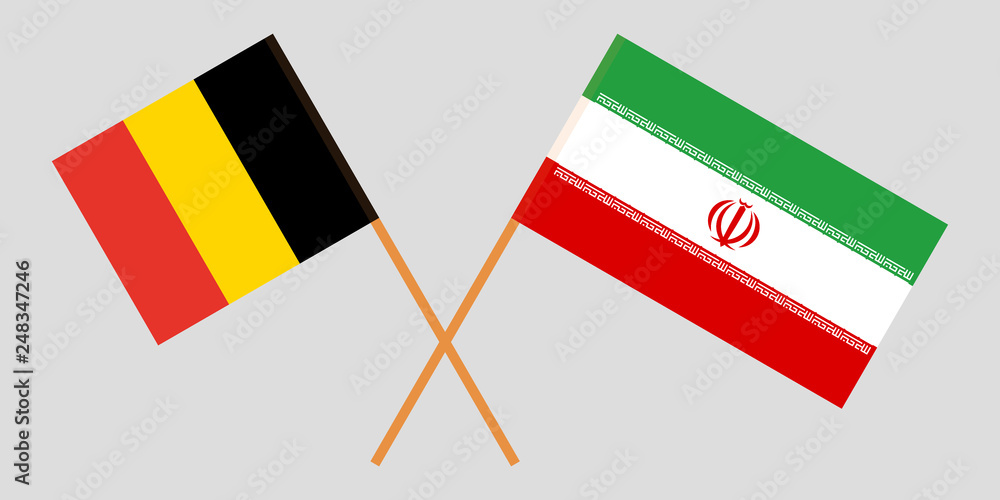Belgium and Iran. The Belgian and Iranian flags. Official colors. Correct proportion. Vector Belgium and Iran. The Belgian and Iranian flags. Official colors. Correct proportion. Vector