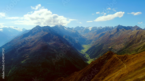 View from the top of Oberbergtal in Tyrol  Austrian Alps  Austria.