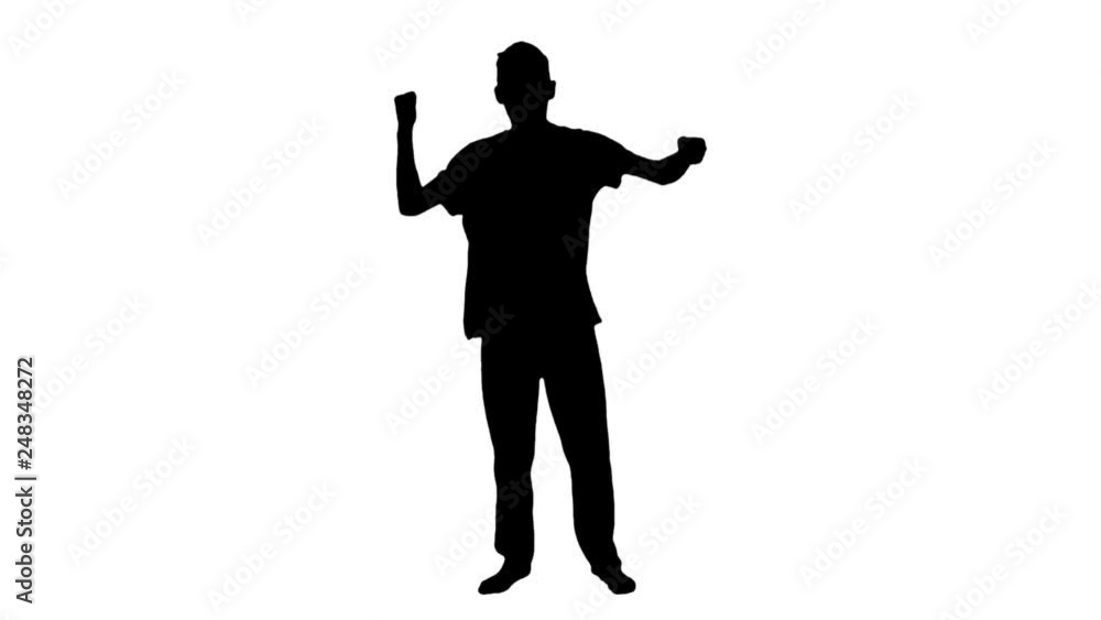 Young Man Boy Warming Up His Hands And Arms Before Doing Sport Silhouette Young Man Boy Warming Up His Hands And Arms Before Doing Sport Silhouette