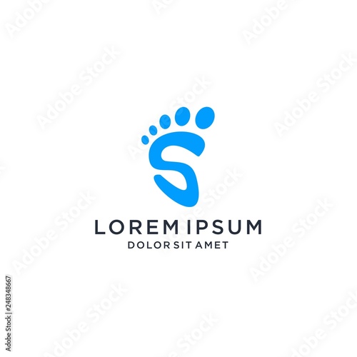 s letter with foot silhouette logo vector icon