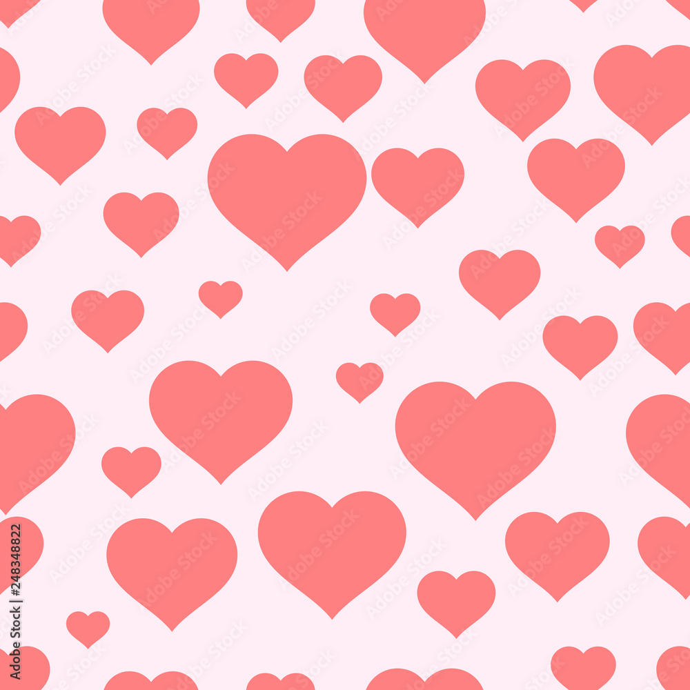 Pink hearts seamless background. Vector illustration.
