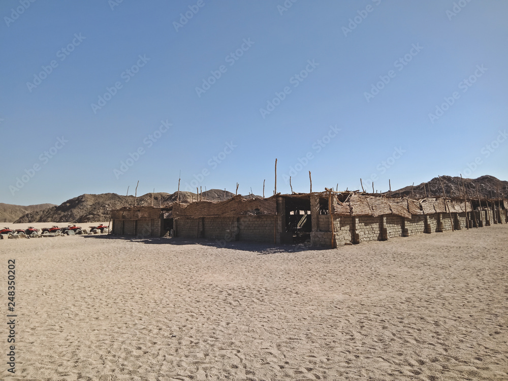 Small buildings in the desert of Egypt