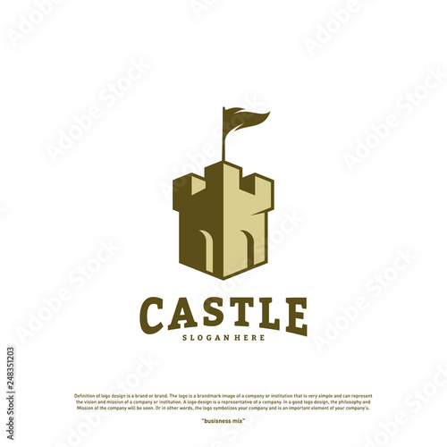 Castle logo design concept vector. Castle Tower logo Template Vector.