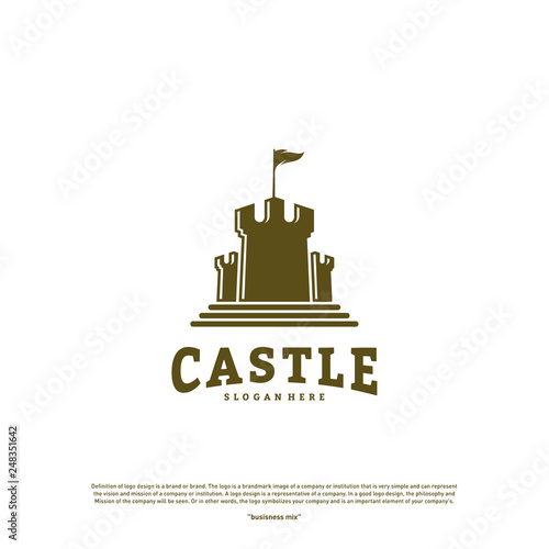 Castle logo design concept vector. Castle Tower logo Template Vector.