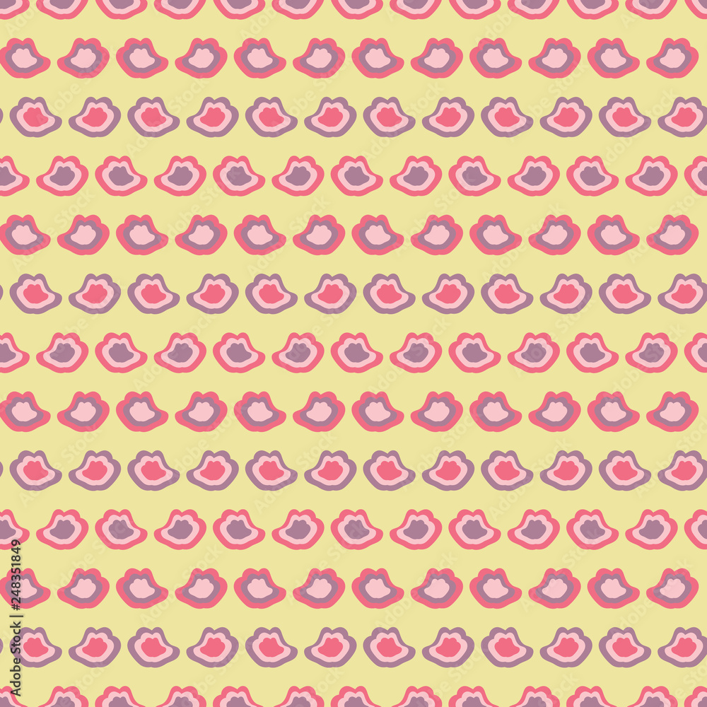 Cute, small hand drawn organic shapes repeat in horizontal rows in this seamless pattern. Vector design in Spring colors, great for fashion, textiles, home decor, stationery items and scrapbooking. Cute, small hand drawn organic shapes repeat in horizontal rows in this seamless pattern. Vector design in Spring colors, great for fashion, textiles, home decor, stationery items and scrapbooking.