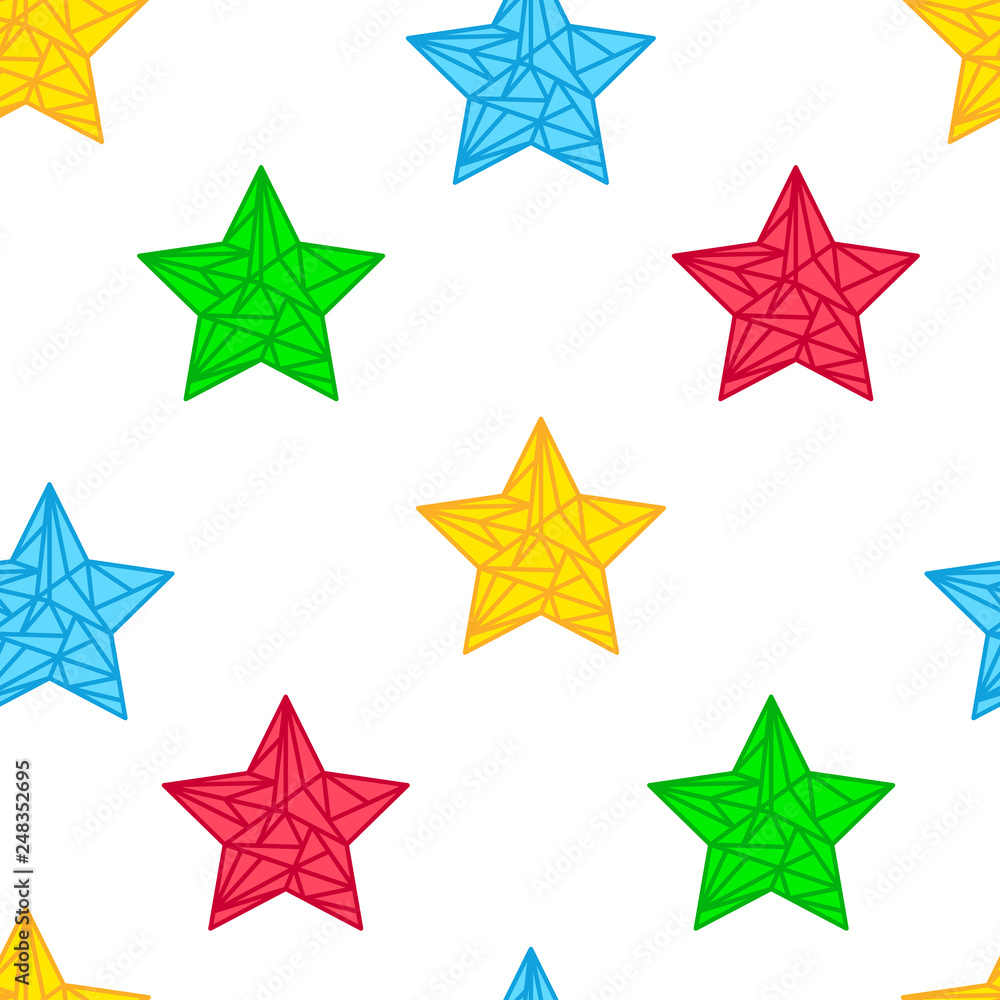 Obraz premium Seamless background with scribble stars. Vector illustration
