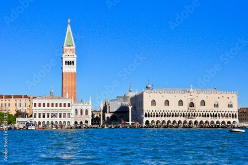 Waterfront view at Doge's Palace in Venice city, bigwater view. Doge's Palace waterfront view.