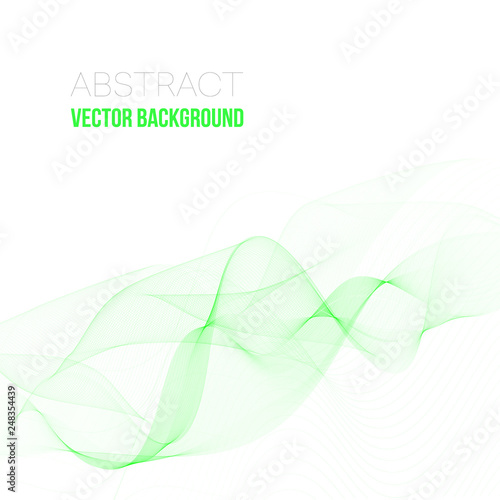 Abstract green wavy lines. Colorful vector background.