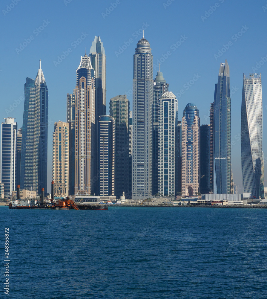 Dubai - The skyline of Downtown.Luxurious Residence Buildings in Dubai Marina, UAE