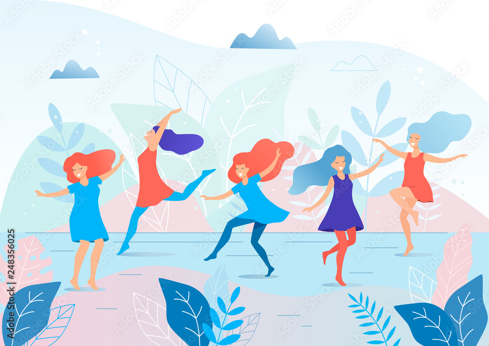 Dancing women vector illustration. Dancing women vector illustration.