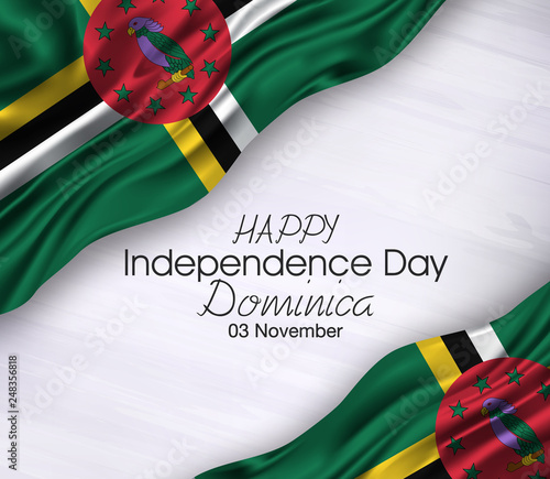 Vector illustration of Happy dominica  Waving flags isolated ,on gray background. ,03 november,