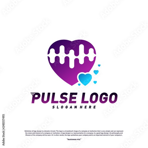 Love Heart Pulse logo design concept vector. People Beat logo Template Vector.