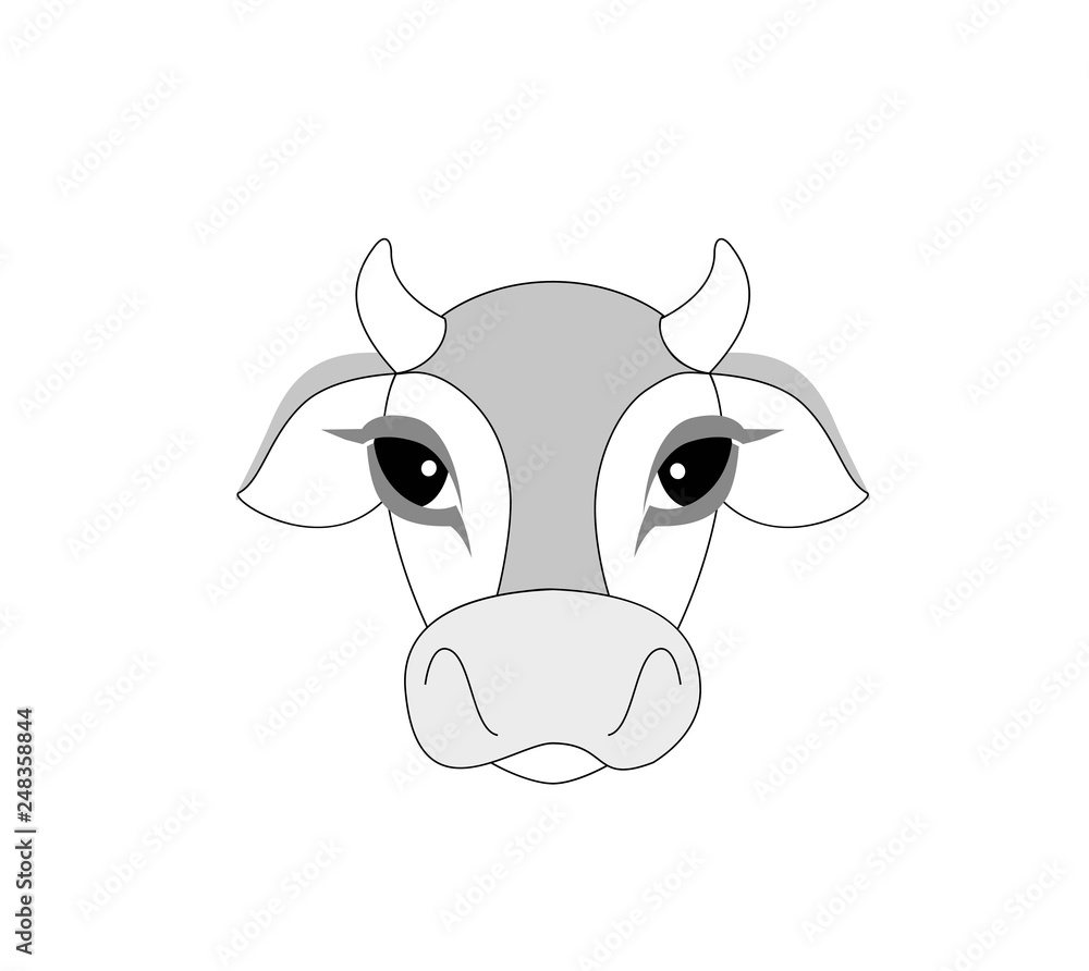 Cow flat icon on white background. Farm Animal. Vector of a cow head. Cow flat icon on white background. Farm Animal. Vector of a cow head.