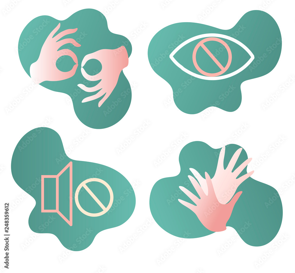 Sign language,blind, deaf, disabled icon, Web, Accessibility, Application  Icons, vector set Stock Vector | Adobe Stock