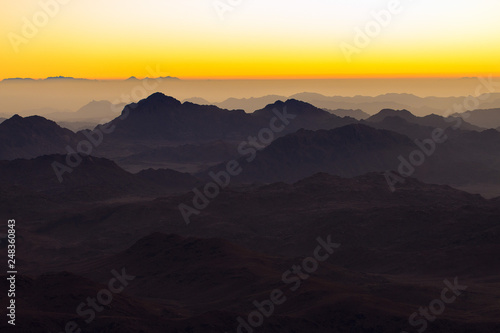 Amazing Sunrise at Sinai Mountain  Beautiful dawn in Egypt  Beautiful view from the mountain