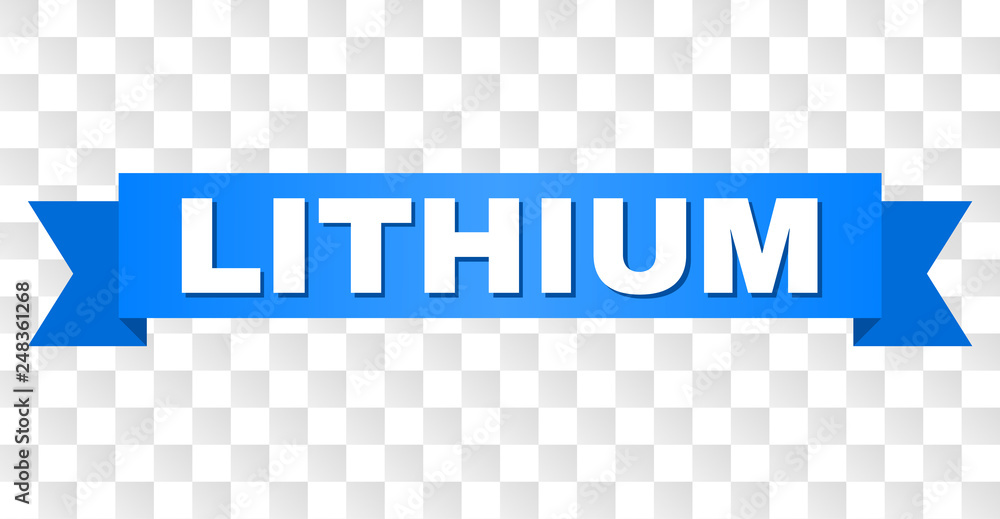 LITHIUM text on a ribbon. Designed with white caption and blue stripe. Vector banner with LITHIUM tag on a transparent background. LITHIUM text on a ribbon. Designed with white caption and blue stripe. Vector banner with LITHIUM tag on a transparent background.
