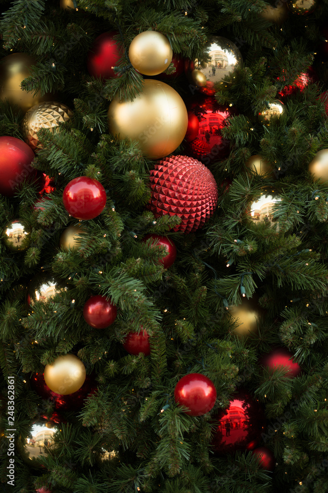 Christmas decorations on tree