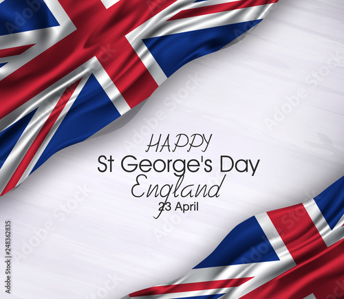Canvas Print Vector illustration of Happy england Waving flags isolated on gray background