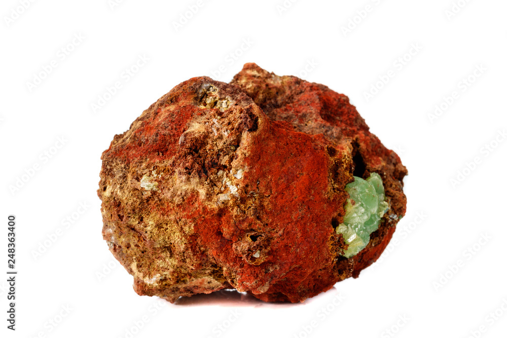 Macro mineral stone Adamite on a white background Macro mineral stone Adamite on a white background