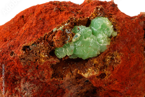 Macro mineral stone Adamite on a white background photo