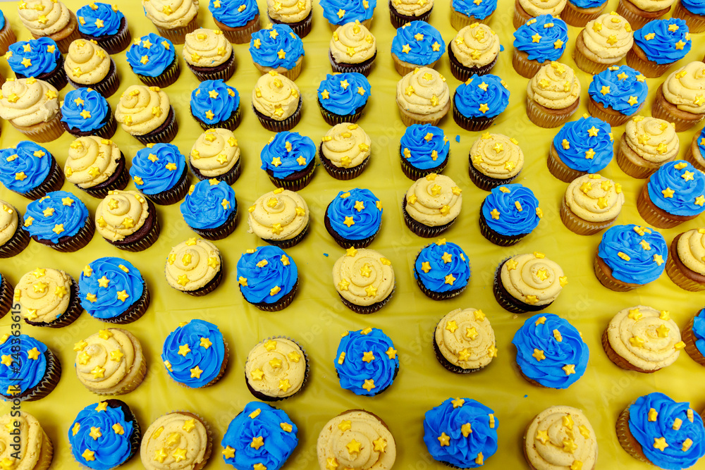 Blue and Gold Cupcakes with stars