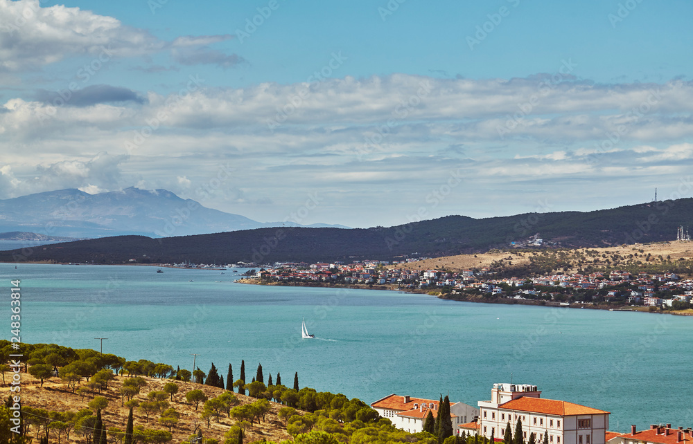Views of Ayvalik town onCunda island at Aegean side of Turkey