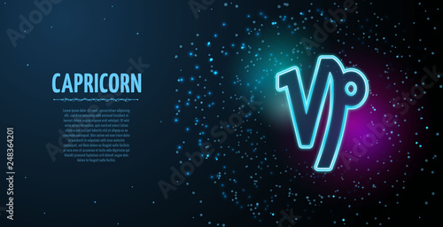 Capricorn zodiac symbol vector sign with silhouette. Poster design with place for text