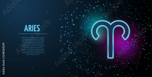 Aries zodiac symbol vector sign with silhouette. Poster design with place for text