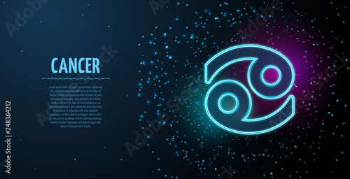 Cancer zodiac symbol vector sign with silhouette. Poster design with place for text