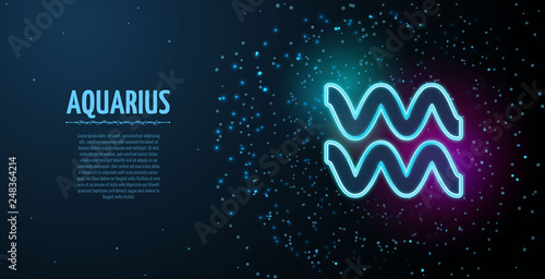 Aquarius zodiac symbol vector sign with silhouette. Poster design with place for text