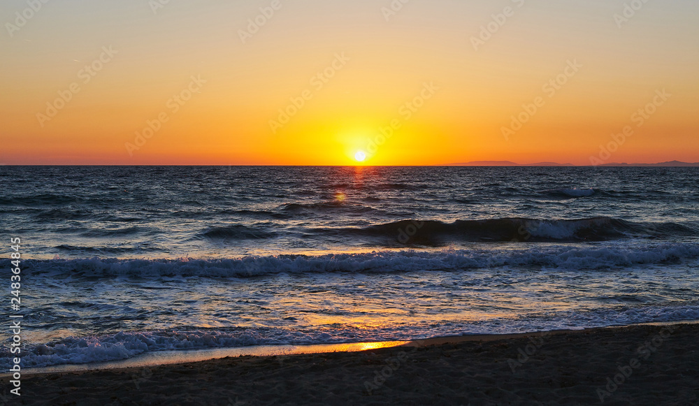 Sunset in Kusadasi beach at Turkey