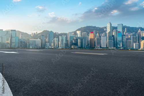 Road and skyline of modern urban architecture in Hong Kong.. #248366488