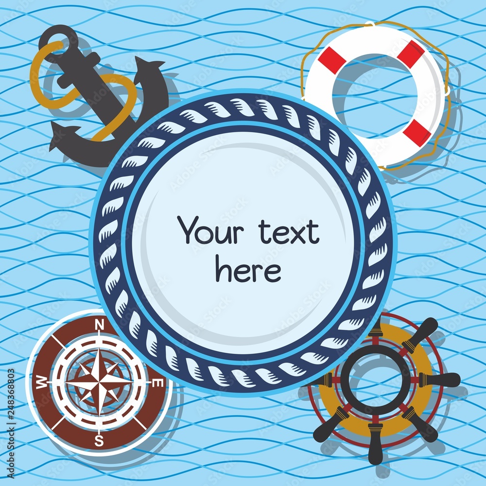 Happy birthday invitation nautical card Stock Vector | Adobe Stock