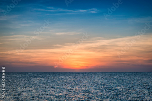 Beautiful Sunset over the Oceans Horizon at Los Roques, Venezuela