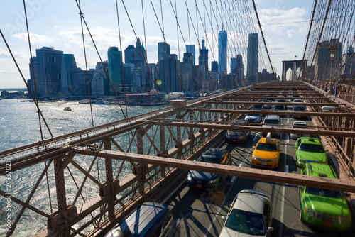 Traffic on the Brooklyn Bridge New York City 