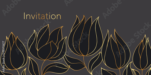 Luxury decorative tulip floral postcard template