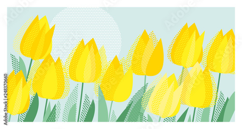 Yellow decorative tulip floral header template