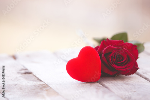 Red heart and rose St Valentine background