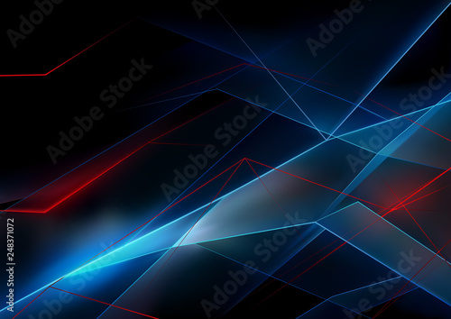 3D Glowing Neon Lines on Black Background - Abstract Psychedelic and Geometri...