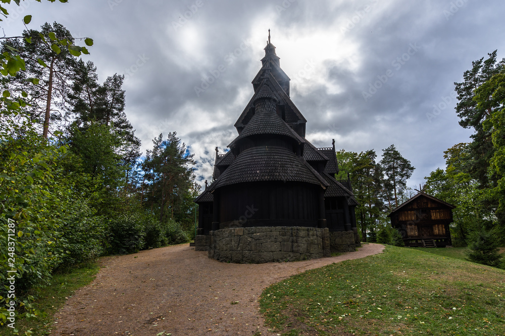 Gol Stave Church (Gol Stavkyrkje) is a typical Norwegian church part of Oslo open air museum  Norsk Folkemuseum, Norway