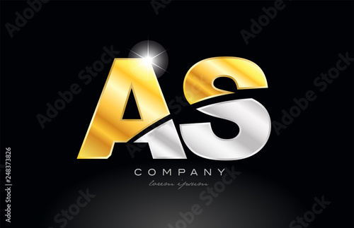 combination letter as a s alphabet with gold silver grey metal logo