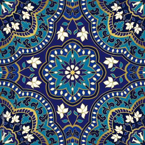 Blue floral pattern.