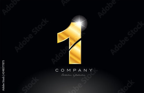 number 1 one gold golden metal logo icon design