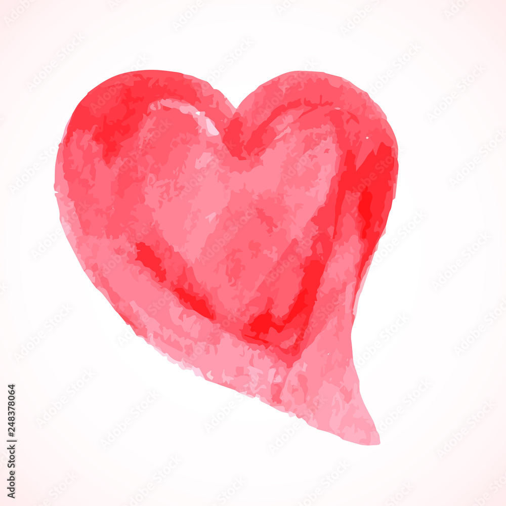 Hand painted red heart isolated on white. Watercolor or acrylic painting effect. Grunge heart vector illustration. Valentine’s day greeting card. Easy to edit element of design for your artworks.