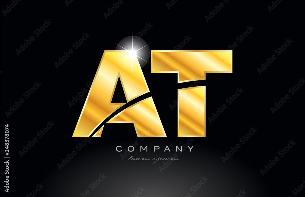 combination letter at a t gold golden alphabet metal logo icon design combination letter at a t gold golden alphabet metal logo icon design