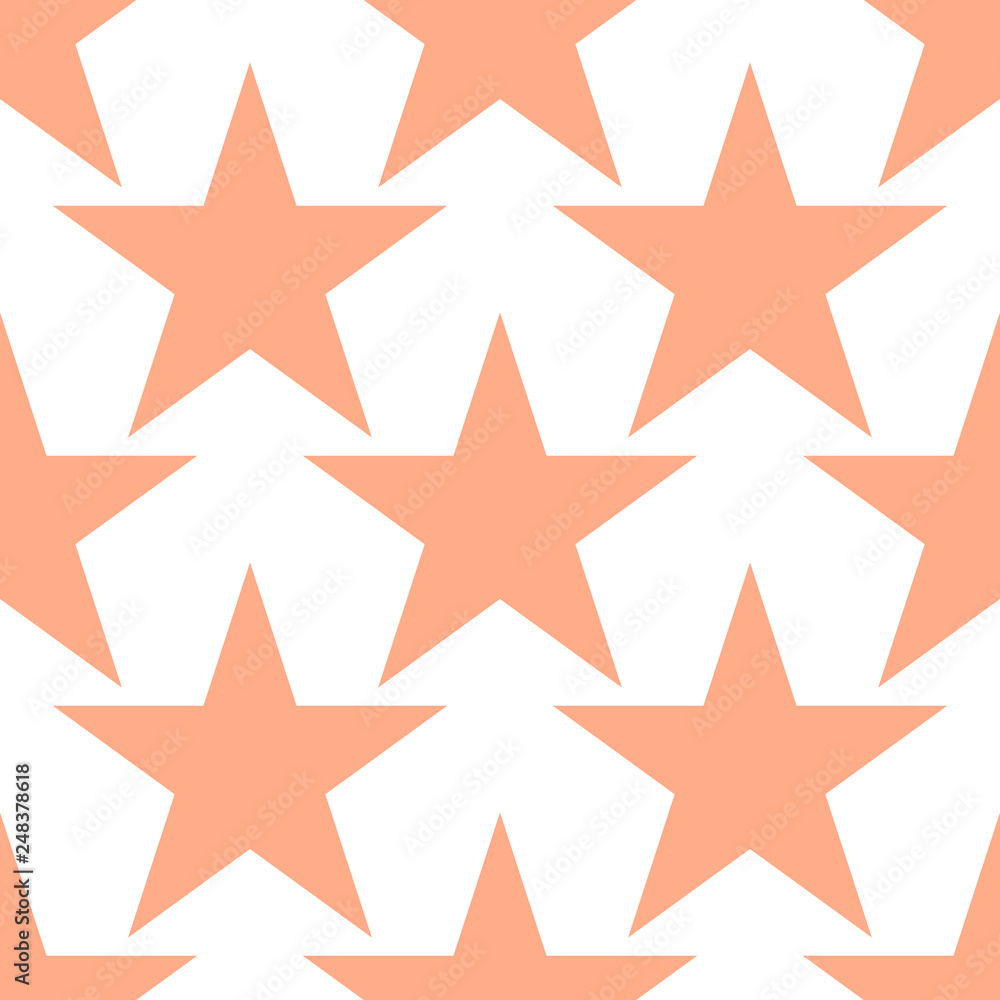 Obraz premium Cute colorful star seamless pattern on white. Funny festive background, wrapping paper. Vector illustration. 
