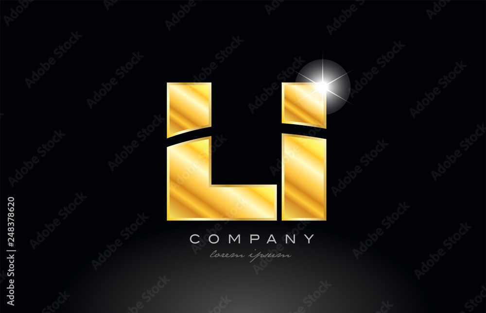 combination letter li l i gold golden alphabet metal logo icon design combination letter li l i gold golden alphabet metal logo icon design
